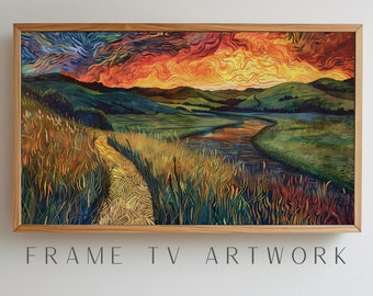 Van Gogh Landscape Frame TV Art, samsung tv frame art, 4k frame tv art, boho frame tv art, tv art work, 4k tv art, frame tv art seasons