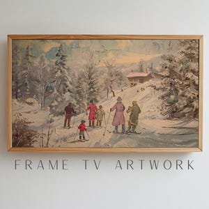 Vintage Snow Skiing TV Art, frametv-vinterkonst, frame tv-konst, ram tv-decore, tv ramkonst vintage, vinterram tv-konst, tv-konstverk