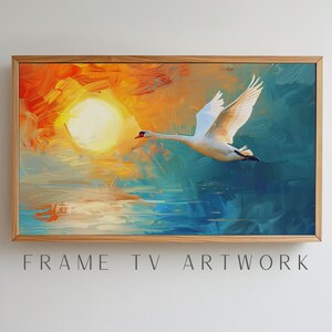 White Goose Flying Frame TV Art, art tv cadre samsung, art tv cadre 4k, art tv cadre bohème, oeuvre d'art tv, art tv 4k, art tv cadre moderne