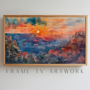 Desert Canyon Viewpoint Watercolor, samsung frame tv art, samsung frame tv art, clouds frame tv, desert frame tv, 4k frame tv, tv art work