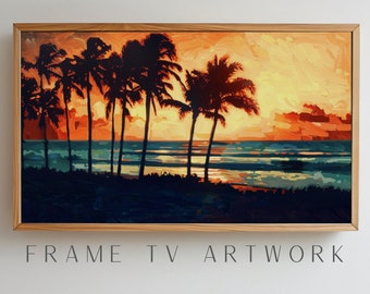 Hawaiian Sunset Painting TV Art, samsung frame tv art, 4k frame tv, coastal frame tv art, tv art work, 4k tv art, frame tv sea, tv art ocean