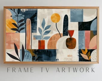 MCM Collage TV Art, samsung frame tv-kunst, samengestelde tv-frame, boho frame tv-kunst, frame tv achtergrond, tv-framekunst uit het midden van de eeuw, 4k frame tv