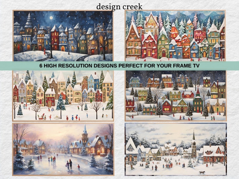Christmas Village Frame TV Art 6 Pack 2, Samsung Frame Tv Art Christmas