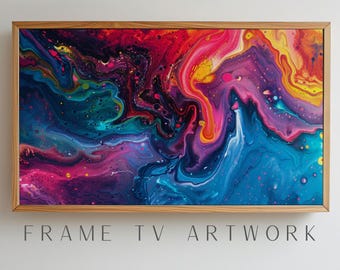 Vloeibare verf voor tv-kunst, frame tv-kunstverf, samsung frame tv-kunst, digitale tv-kunst, boho frame tv-kunst, kleurrijke frame tv-kunst, 4k frame tv