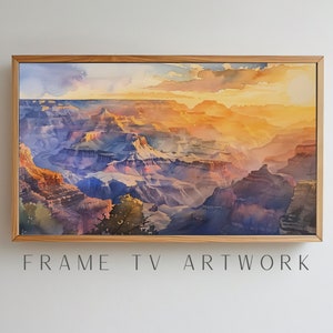Grand Canyon Sunset Watercolor, samsung frame tv art, samsung frame tv art, clouds frame tv, desert frame tv, 4k frame tv art, tv art work