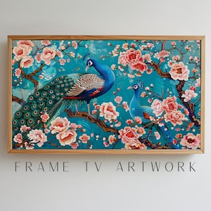 Art tv paon Love Birds, art tv cadre samsung, art tv cadre moderne, cadre tv 4k, cadre tv art vintage, art tv cadre bohème, oeuvre d'art tv