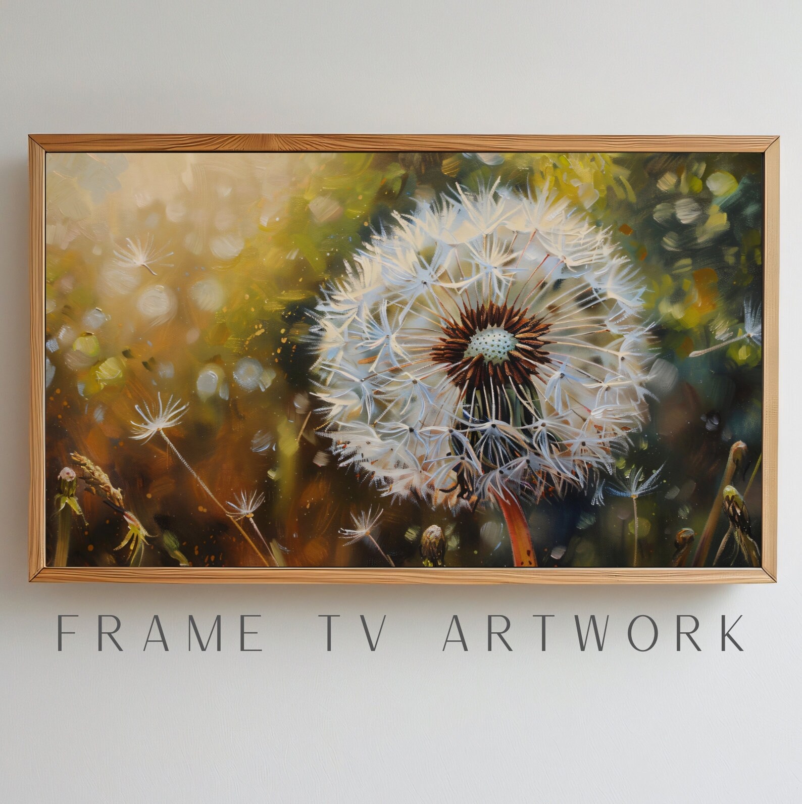 Dandelion Painting TV Art, samsung frame tv art, 4k frame tv art, boho frame tv art, tv art work, 4k tv art, art tv plants, floral frame tv