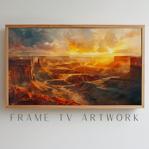 Canyon Mornings Painting TV Art, samsung frame tv art, desert frame tv, artwork for frame tv, clouds frame tv, 4k frame tv art, tv art work