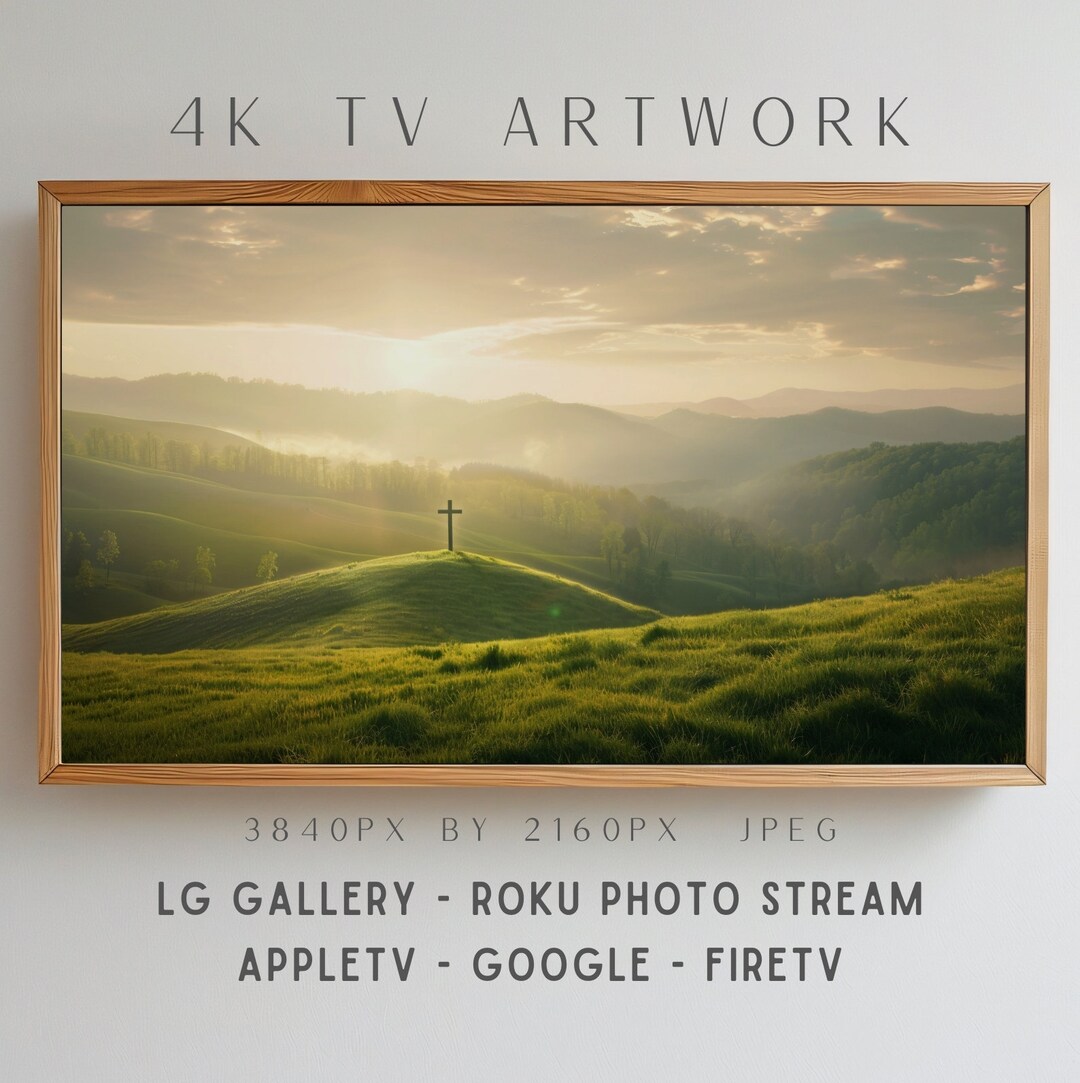 Cross on Hill Easter TV Art, 3, Lg Tv Frame Art, Lg Tv Art, Lg Frame Tv