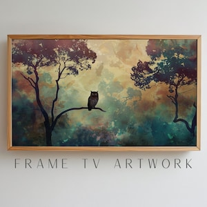 Chouette dans l'arbre peinture cadre TV art, art tv cadre samsung, art tv cadre 4k, art tv cadre bohème, oeuvre d'art tv, art tv 4k, art tv cadre moderne