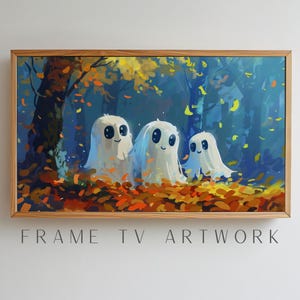Cute Autumn Ghosts TV Art, ghost frame tv art, frame tv halloween art, halloween frame tv, frame tv art, frame tv art halloween, tv art work