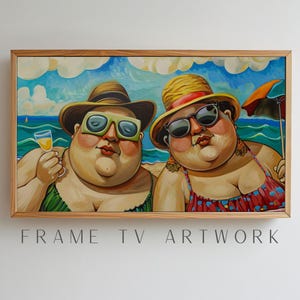 Beach Day Botero TV Art, botero frame tv, frame tv happy, frame tv art, kuratorowane frame tv, 4k frame tv art, frame tv pop art, prace artystyczne tv
