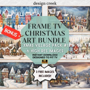 Christmas Village Frame TV Art 6 Pack #1, samsung frame tv art christmas, Christmas Art For Frame TV, Christmas Decor, 4k frame tv art