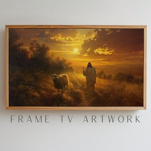 Jesus with Sheep 3 Easter Frame TV Art, samsung frame tv art, frame tv easter art, spring frame tv art,  frame tv painting, religious tv art