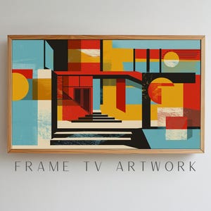 Abstraktes Haus TV Kunst, Samsung Rahmen TV Kunst, kuratierter Rahmen TV, Rahmen TV Hintergrund, Mid Century Rahmen TV Kunst, Architektur Rahmen TV