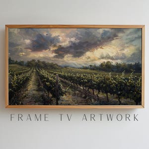 Moody Vineyard TV Art, Bilderrahmen TV Art, dunkle launische Bilderrahmen TV Kunst, Bilderrahmen TV Kunst, TV Kunstwerk boho, Bilderrahmen TV Rahmen