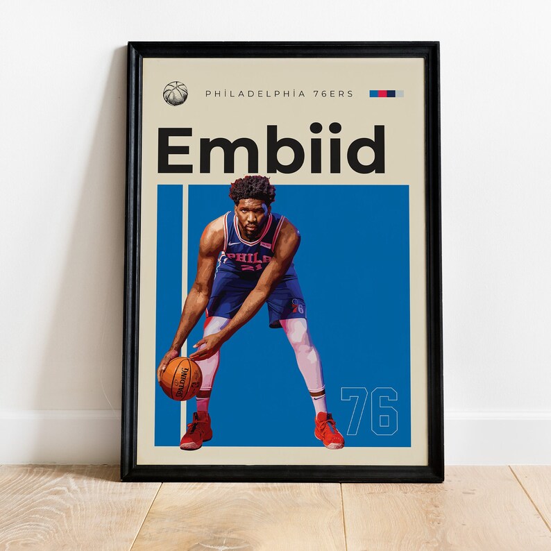 Joel Hans Embiid Posters NBA Poster Players Basketball Etsy