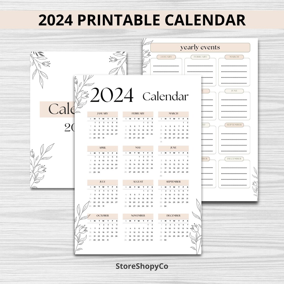 2024 Calendar Printable Small Desk Calendar Large Wall - Etsy