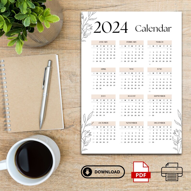 2024 Calendar Printable Daily Motivation and Organization Printable