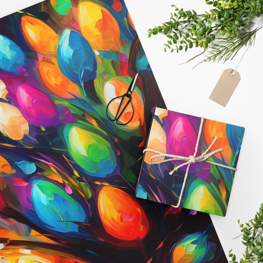 Christmas Wrapping Paper Christmas Lights Design Etsy