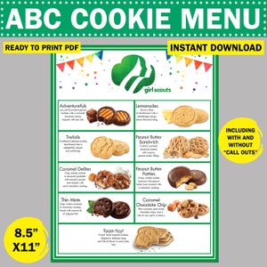 2024 ABC Girl Scout Cookie Menu | Cookie Marketing Flyer | Printable Cookie Booth Sign | Troop Leader Organizer | JPG & PDF