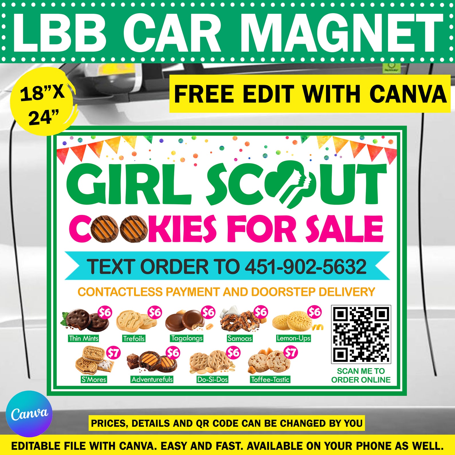 LBB Girl Scout Cookie Printable Bundle Door Hanger Menu Yard Sign Order ...