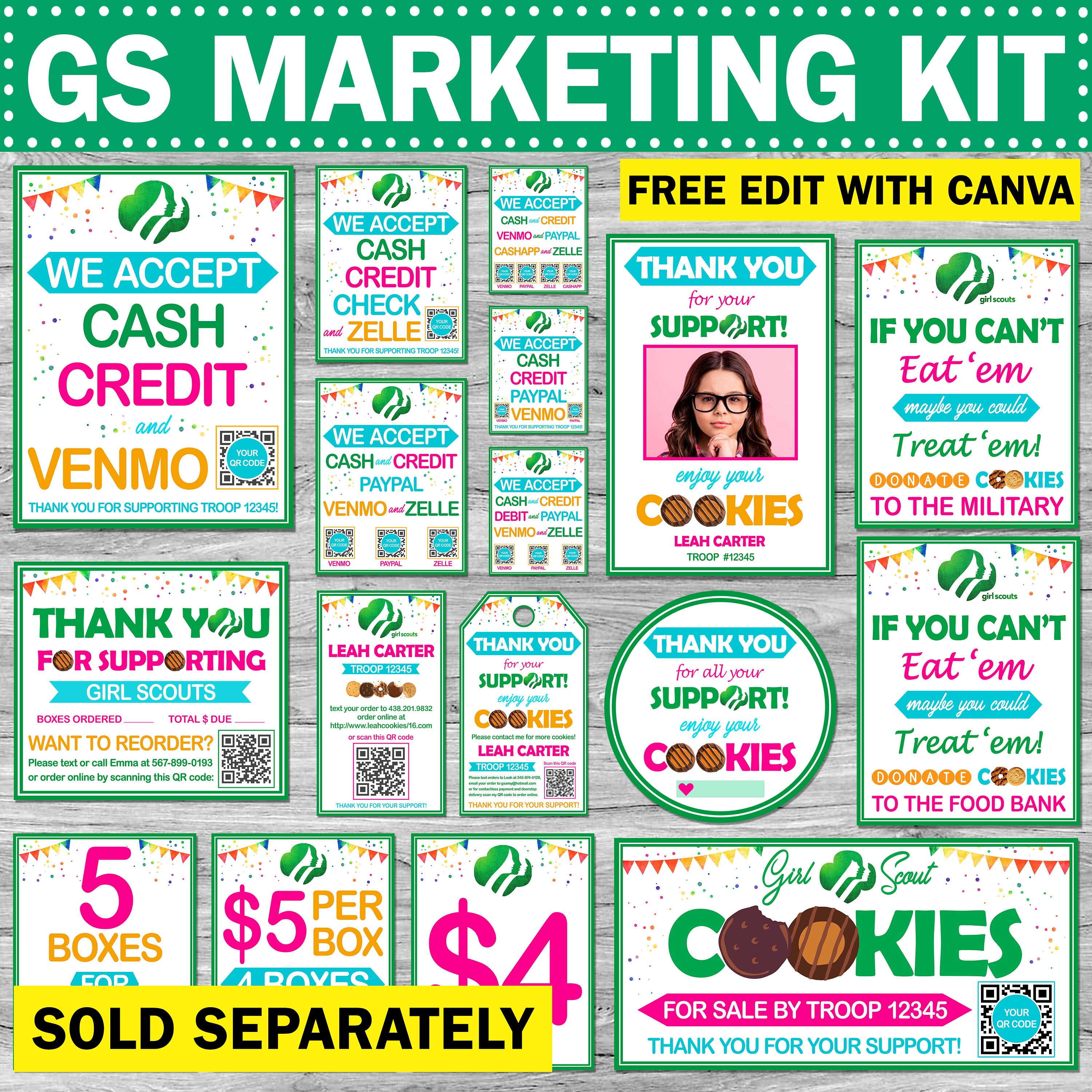 Girl Scout Cookie Banner Printable Signs Instant Download Booth ...