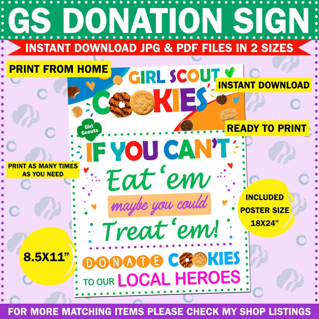 Girl Scout Donation Sign Donate Cookies to Our Local Heroes Troop ...