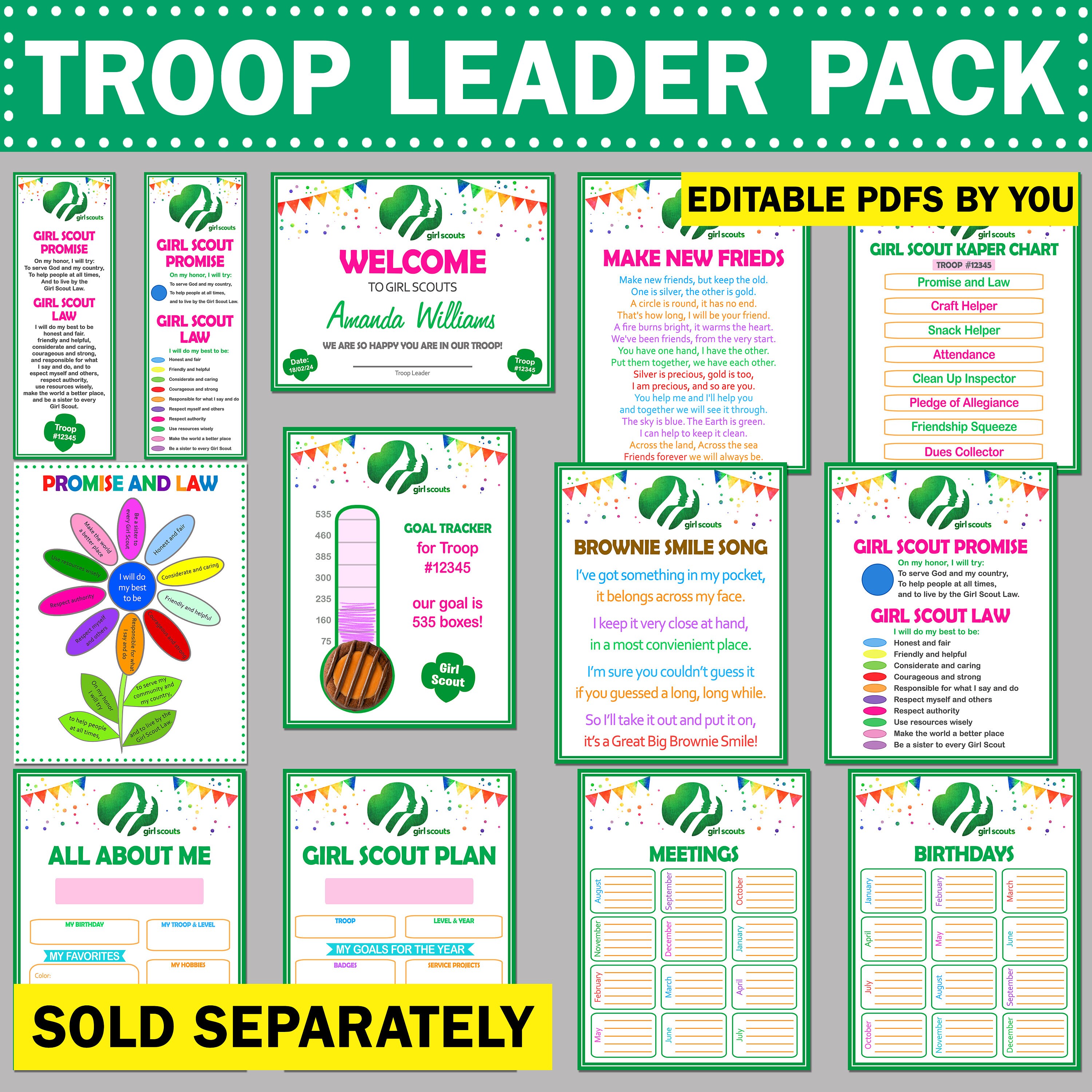 Girls Scout Name Tag Activity Log Printable Trefoil Template Troop ...