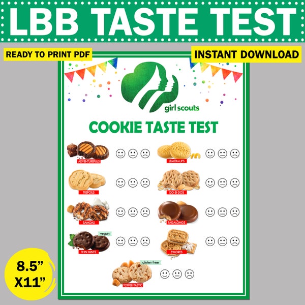 2024 LBB Girl Scout Cookie Taste Test | Little Brownie Cookie Tasting Test | Printable Taste Test Sign | Troop Leader Organizer | JPG & PDF