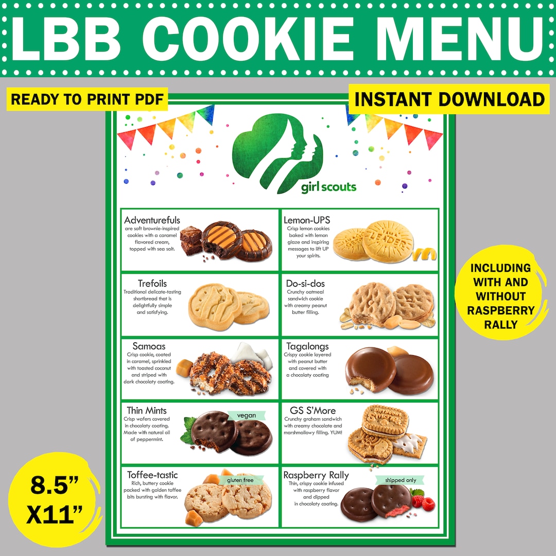 2024 LBB Girl Scout Cookie Menu Cookie Marketing Flyer Printable Cookie ...