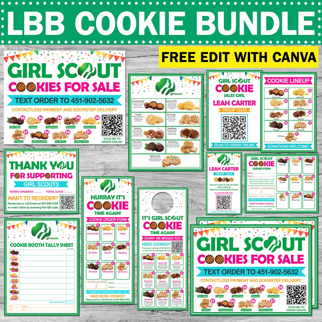LBB Girl Scout Cookie Printable Bundle Door Hanger Menu Yard Sign Order ...
