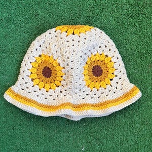 Crochet Bucket Hat, Granny Square Summer Hat, Boho Granny Square Hat, Cotton Festival Hat, Retro Hippie Sun Hat, Gift For Her/Him