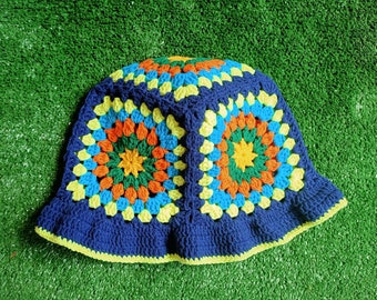 Colorful Crochet Bucket Hat, Summer Knit Hat, Cotton Summer Bucket Hat,  Festval Hat, Knitted Cotton Beanie, Gift For Her
