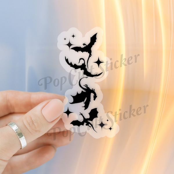 Fantasy Sticker | Trendy Dragon Stickers| e-reader, Booktok Bookish Sticker | Clear or Waterproof White | Gift for Book Lover | Avid Reader