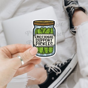 Emotional Support Pickles Aufkleber | Wasserdichtes & langlebiges Vinyl | Lustiger Sticker | Gurkenliebhaber | Kindle Aufkleber | Geschenk für Gurken-Liebhaber