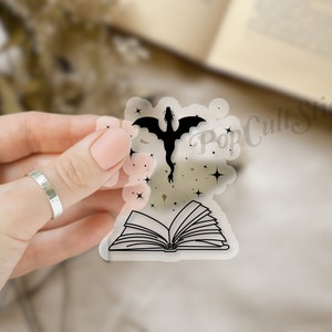 Fantasy Sticker | Trendy Dragon Stickers| e-reader, Booktok Bookish Sticker | Clear or Waterproof White | Gift for Book Lover | Avid Reader