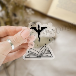 Fantasy Sticker | Trendy Dragon Stickers| e-reader, Booktok Bookish Sticker | Clear or Waterproof White | Gift for Book Lover | Avid Reader