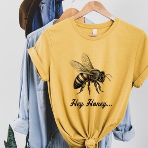 Hey Honey Bee T-Shirt - Cute Bee Illustration - Fun Nature Shirt - Bee Lover Gift - Insect Graphic Tee - Buzzworthy