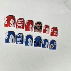 Stitch Press on nails set for little girls