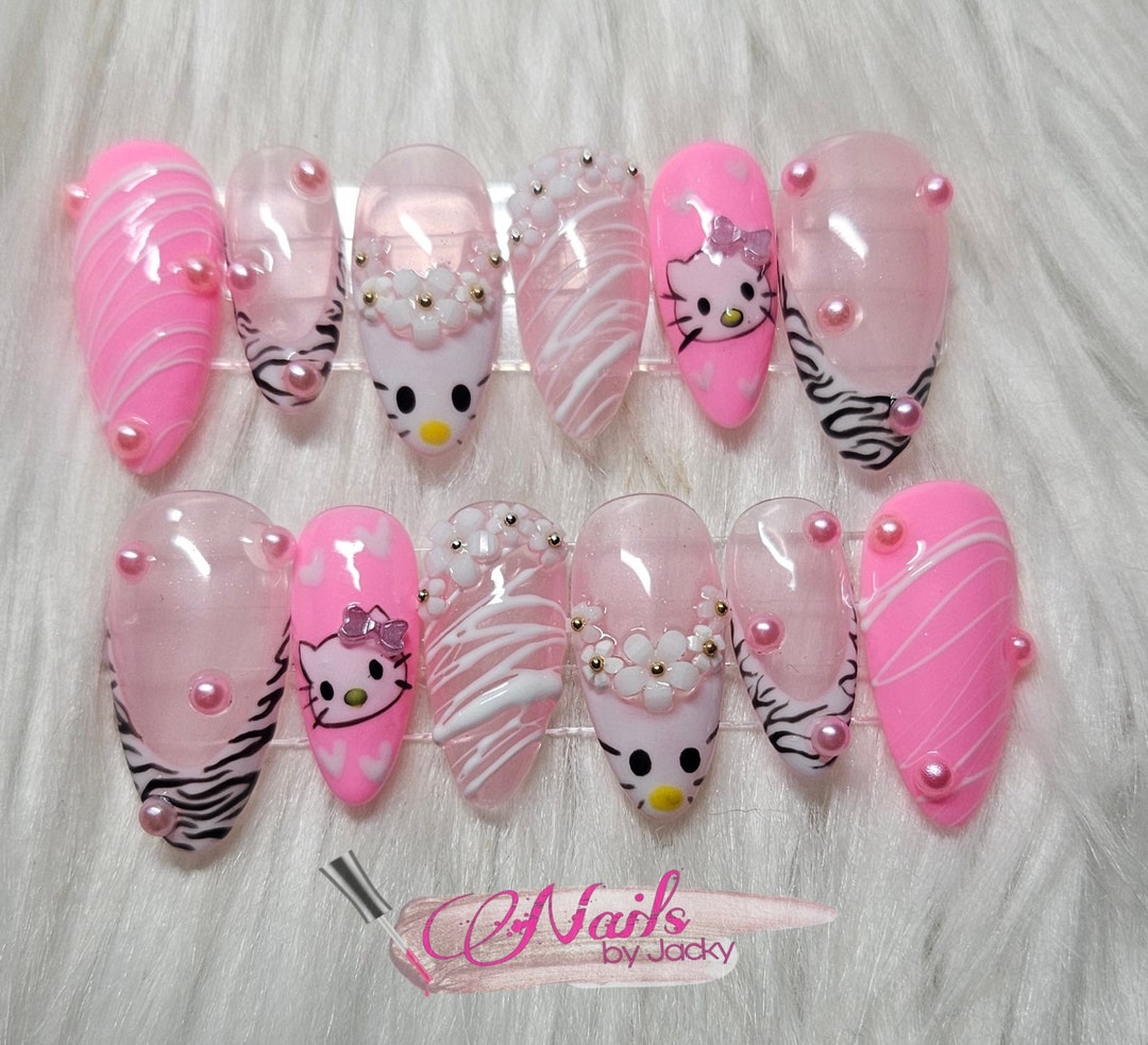Hello Kitty Press on Nails Set Etsy