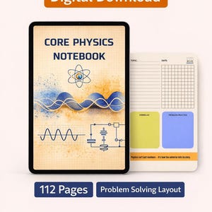 Cuaderno de Física Básica / 112 páginas / Papel rayado y cuadriculado para estudiantes de Física