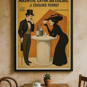 Vintage Absinthe Poster – Digital Download | French Art Print | Belle Époque Wall Art | Classic Alcohol Advertisement | Retro Bar Decor
