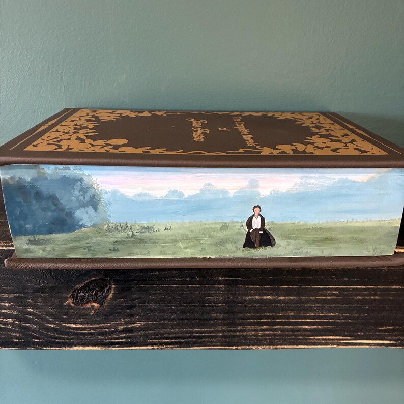 Jane Austen Leather Bound Book: Hand-Painted Watercolor Fore-Edge Art image 3