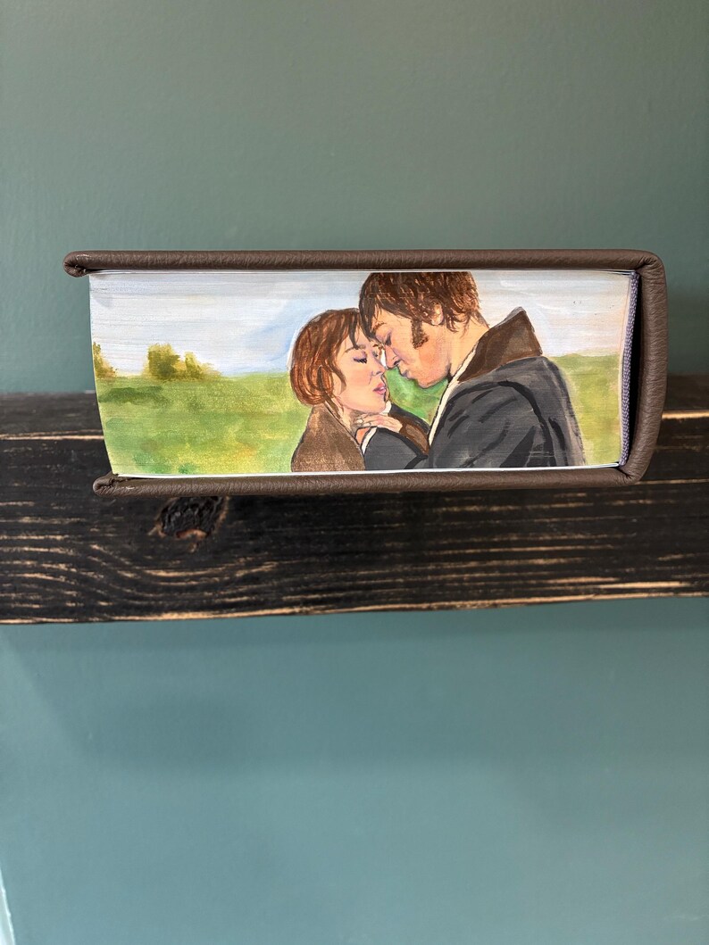 Jane Austen Leather Bound Book: Hand-Painted Watercolor Fore-Edge Art image 8