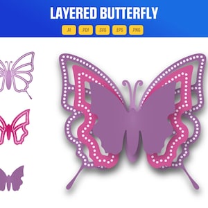 3D Butterfly SVG | Layered Template for Clipart and Wall Decor
