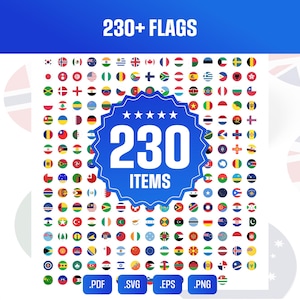 230+ Country Flags SVG Collection – Circular Shape Country Flags PNG & Vector Bundle | Digital Download, Instant Access,  Global Flag Pack