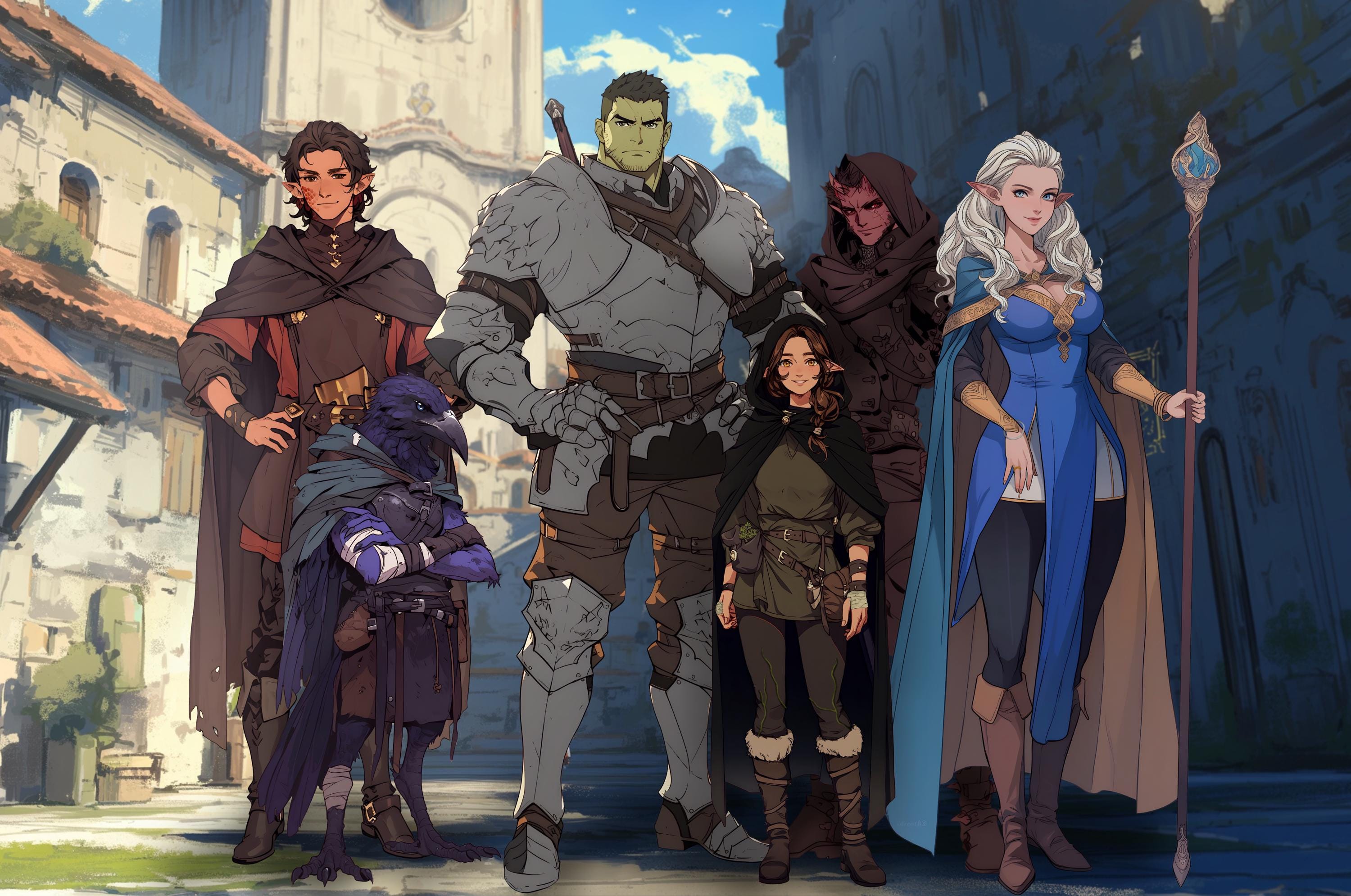 DnD Digital Group Commission -  DnD Portrait  - Part Art - DnD Characters for Tabletop Gaming Artwork - Dungeon and Dragons custom portrait
