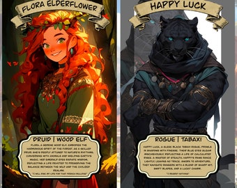 DnD Character Card - Custom Digital sheet -  Trading -Anime Styled DnD for Fantasy Tabletop Gaming - Commission - Dungeon and Dragons - Gift