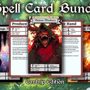 Cartas de feitiço DnD - Pacote 24 Cantrip -Anime | Tarô | Livro de feitiços DnD para jogos de mesa de fantasia - Personalizado - Dungeon and Dragons - Presente